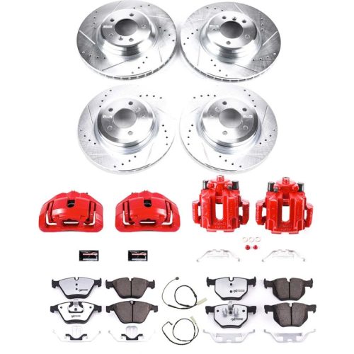 2012-2017 BMW 228i, 320i, 328i Heavy Duty Brake Upgrade Kit with Drilled & Slotted Rotors, Carbon-Fiber Ceramic Pads, Powder Coated Calipers - Premium Replacement