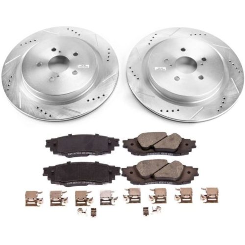 2016-2018 Lexus RX350 & RX450h Rear Z23 Evolution Sport Brake Upgrade Kit - Heavy Duty Drilled & Slotted Rotors with Carbon-Fiber Ceramic Pads - Premium Replacement