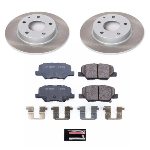 2014-2015 Mazda 3 Rear Semi-Coated Rotor Brake Assembly with Ceramic Pads - Premium Replacement