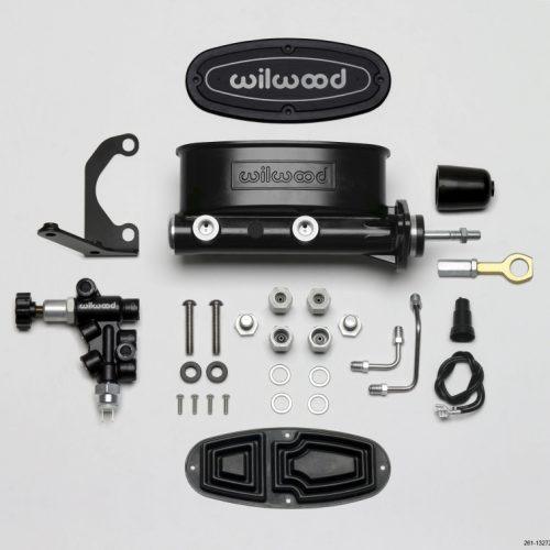 Heavy-Duty Tandem Master Cylinder Kit with Proportioning Valve for Early Ford Mustang - 7/8 inch Bore, Black Finish - Image 2
