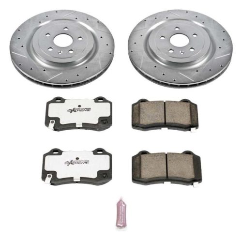 2009-2014 Cadillac CTS & Chevrolet Camaro Heavy-Duty Drilled & Slotted Brake Rotor and Carbon-Fiber Ceramic Brake Pad Upgrade - Premium Replacement