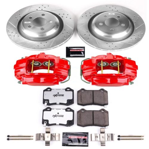 2006-'2010 Dodge Charger, Challenger & Magnum Heavy-Duty Brake Upgrade Kit with Drilled & Slotted Rotors, Carbon-Fiber Ceramic Pads, Powder Coated Calipers - Premium Replacement