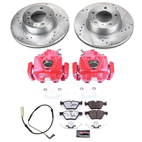 2008-2010 BMW 328i Front Brake Upgrade Kit with Drilled & Slotted Rotors, Carbon-Fiber Ceramic Pads, Powder Coated Calipers - High-Performance Heavy-Duty Replacement