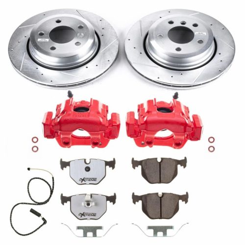 2004-2010 BMW X3 Rear Z26 Street Warrior Brake Upgrade Kit with Drilled & Slotted Rotors, Carbon-Fiber Ceramic Pads, Powder Coated Calipers - Premium Replacement