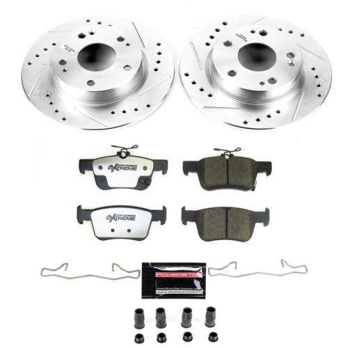 2020-2022 Honda Civic Rear Z26 Street Warrior Brake Upgrade Kit - Heavy-Duty Drilled & Slotted Performance Brake System with Carbon-Fiber Ceramic Pads - Premium Replacement