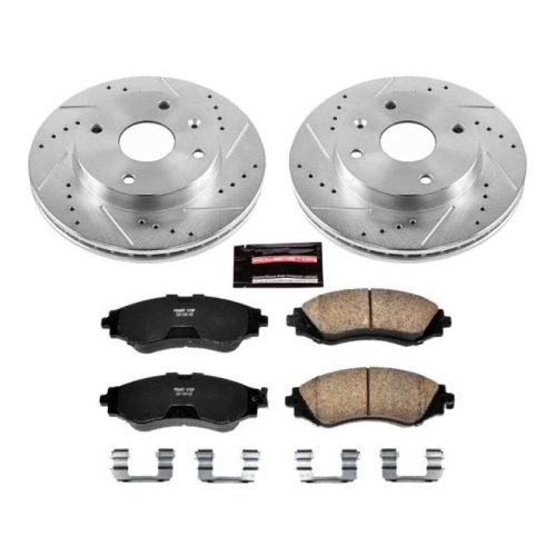 2004-2008 Suzuki Forenza Front PowerStop Z23 Evolution Sport Brake Upgrade Kit - Heavy Duty Drilled and Slotted Rotors with Carbon-Fiber Ceramic Pads - Premium Replacement