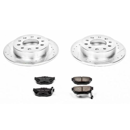 2004-2008 Hyundai Tiburon Rear Z23 Evolution Sport Brake Upgrade Kit - Heavy-Duty Drilled & Slotted Rotors with Carbon-Fiber Ceramic Pads - Premium Replacement