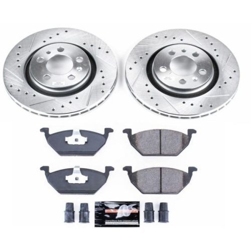 1998-1999 Volkswagen Beetle, Jetta & Golf Front Z23 Evolution Sport Brake Upgrade Kit - Premium Heavy-Duty Performance with Drilled & Slotted Rotors and Carbon-Fiber Ceramic Pads