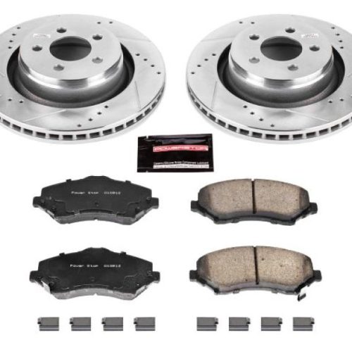 2010-2012 Jeep Liberty Front Heavy-Duty Drilled and Slotted Brake Rotor and Carbon-Fiber Ceramic Brake Pads - Premium Replacement