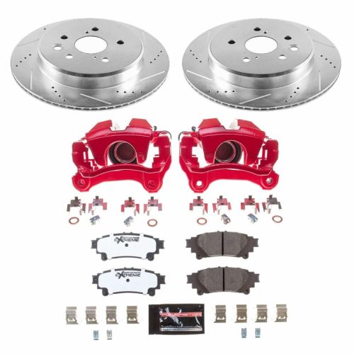 2013-2017 Lexus RC350 Rear Z26 Street Warrior Brake Upgrade Kit with Drilled & Slotted Rotors, Carbon-Fiber Ceramic Pads, Powder Coated Calipers - Premium Replacement