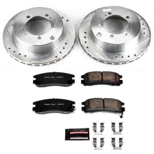 1991-1996 Mitsubishi 3000GT Rear Brake Upgrade Kit with Drilled & Slotted Rotors and Carbon-Fiber Ceramic Pads - Premium Replacement