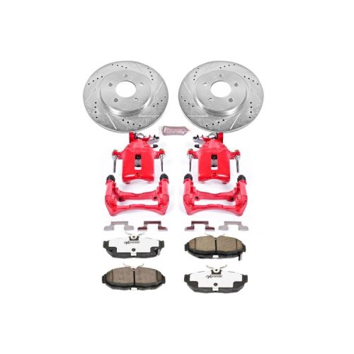 2011-2014 Ford Mustang Rear Z26 Street Warrior Brake Upgrade Kit with Drilled & Slotted Rotors, Carbon-Fiber Ceramic Pads, Powder Coated Calipers - Premium Replacement