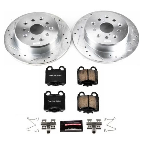 2001-2004 Lexus GS300 & IS300 Rear Z23 Evolution Sport Brake Kit - Heavy-Duty Drilled & Slotted Rotor and Carbon-Fiber Ceramic Brake Pads - Premium Replacement