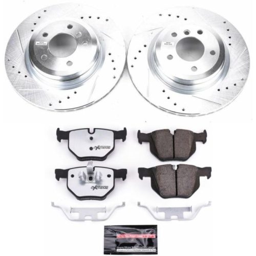 2011-2013 BMW 335i Rear Z26 Street Warrior Brake Upgrade Kit - Heavy-Duty Drilled & Slotted Rotors with Carbon-Fiber Ceramic Pads - Premium Replacement