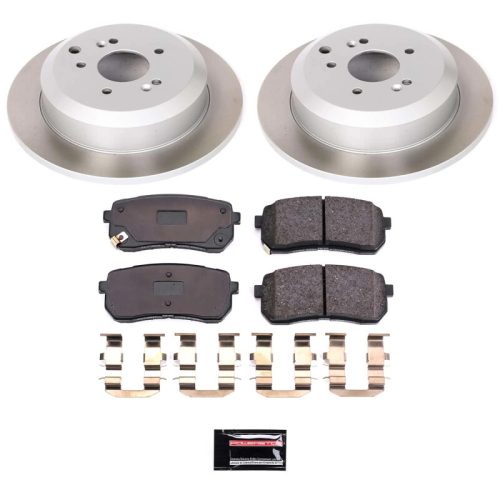2011-2012 Hyundai Veracruz Rear Semi-Coated Rotor Brake Kit with Low-Dust Ceramic Pads - Premium Replacement