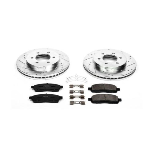 2006-2007 Ford F-150 Front Heavy-Duty Drilled & Slotted Brake Rotors with Carbon-Fiber Ceramic Brake Pads - Premium Replacement