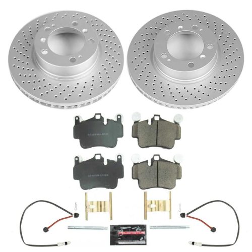 2006-2008 Porsche 911 Front Z17 Evolution Geomet Coated Brake Rotor and Ceramic Brake Pad Assembly - Premium Replacement