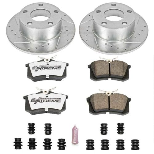 2003-2004 Volkswagen Passat & Audi A6 Rear Z26 Street Warrior Brake Upgrade Kit - Heavy-Duty Drilled & Slotted Rotor with Carbon-Fiber Ceramic Pads - Premium Replacement