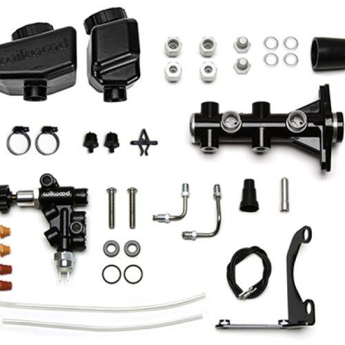 261-16963-BK Wilwood Remote Tandem Master Cylinder Kit with Bracket and Valve for Heavy-Duty Automotive Applications