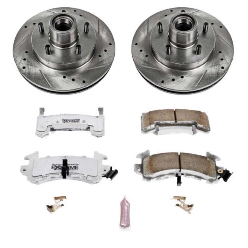 1984-1987 Pontiac Grand Prix Front Heavy-Duty Drilled & Slotted Brake Rotors with Carbon-Fiber Ceramic Brake Pads - Premium Replacement