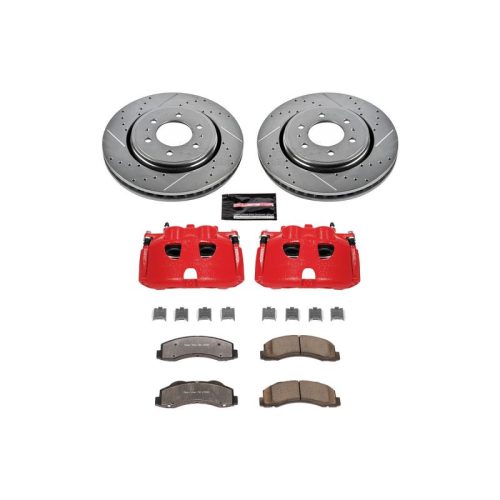 2010-2011 Ford F-150, Lincoln Navigator, Expedition Heavy-Duty Brake Upgrade Kit with Drilled & Slotted Rotors and Carbon-Fiber Ceramic Pads - Premium Replacement