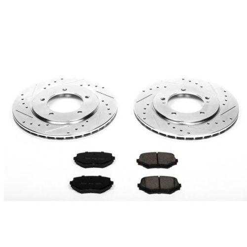 2000-2001 Suzuki Grand Vitara Front Brake Upgrade Kit with Drilled & Slotted Rotors and Carbon-Fiber Ceramic Pads - Premium Replacement