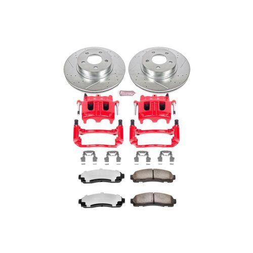 2001-2011 Ford Explorer Sport, 2006-2011 Ford Ranger Heavy-Duty Brake Upgrade Kit with Drilled & Slotted Rotors, Carbon-Fiber Ceramic Pads, Powder Coated Calipers - Premium Replacement