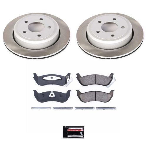 2003-2005 Ford Crown Victoria Rear Semi-Coated Rotor Brake Assembly with Ceramic Pads - Premium Replacement
