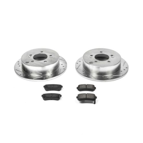 2010-2013 Hyundai Tucson & 2011 Kia Sportage Heavy-Duty Drilled & Slotted Brake Rotor and Carbon-Fiber Ceramic Brake Pad Upgrade - Premium Replacement