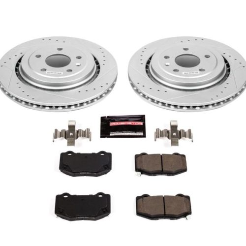 2014-2019 Chevrolet Corvette Rear Z23 Evolution Sport Brake Upgrade Kit with Drilled & Slotted Rotors and Carbon-Fiber Ceramic Pads - Premium Replacement
