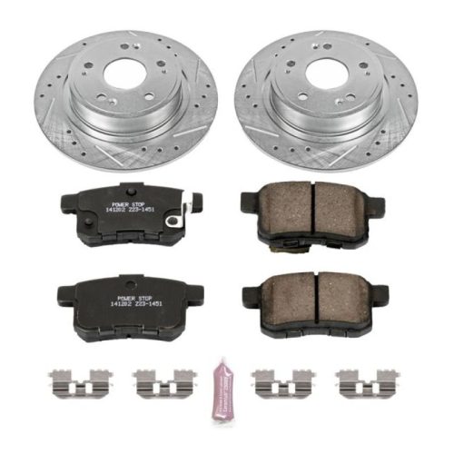 2011-2014 Honda Accord & Acura TSX Rear PowerStop Z23 Evolution Sport Brake Upgrade Kit - Heavy-Duty Drilled & Slotted Rotors with Carbon-Fiber Ceramic Pads - Premium Replacement