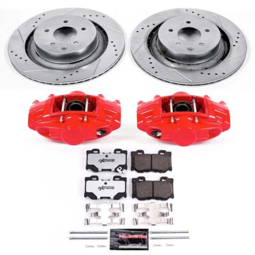 2009-2013 Nissan 350Z & 370Z Rear Brake Upgrade Kit with Drilled & Slotted Rotors, Carbon-Fiber Ceramic Pads, Powder Coated Calipers - Premium Replacement