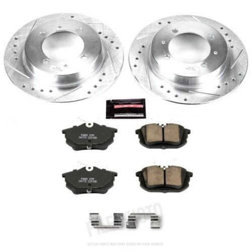 2000-2004 Volvo V40 & S40 Rear Z23 Evolution Sport Brake Upgrade Kit - Heavy-Duty Drilled & Slotted Rotors with Carbon-Fiber Ceramic Pads - Premium Replacement