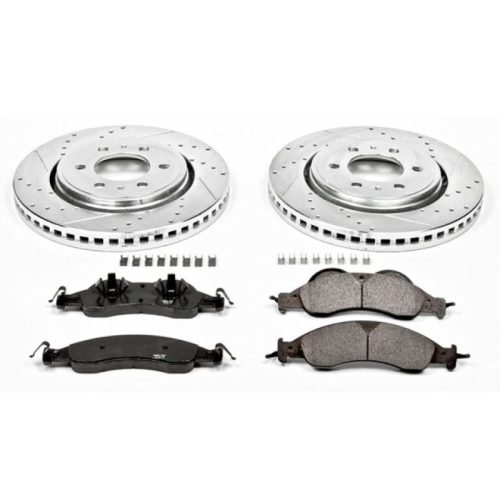 2007 Ford Expedition & Lincoln Navigator Front Z23 Evolution Sport Brake Upgrade Kit - Premium Heavy-Duty Drilled & Slotted Rotors with Carbon-Fiber Ceramic Pads