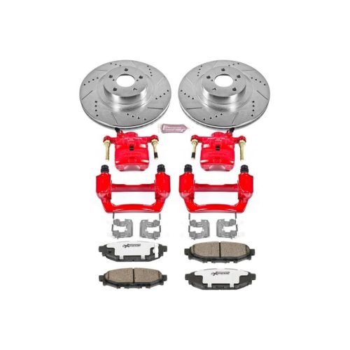 2008-2010 Subaru Impreza Rear Z26 Street Warrior Brake Upgrade Kit with Drilled and Slotted Rotors - Premium Replacement