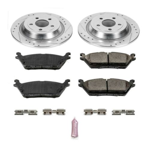 2015-2016 Ford F-150 Heavy-Duty Rear Brake Upgrade Kit - PowerStop Z23 Evolution Sport Drilled & Slotted Rotors with Carbon-Fiber Ceramic Pads - Premium Replacement