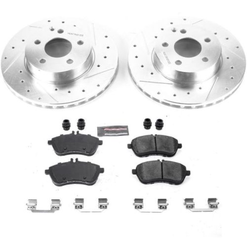 2011-2011 Mercedes-Benz C300 Front Z23 Evolution Sport Brake Kit - Heavy-Duty Drilled & Slotted Rotor and Carbon-Fiber Ceramic Brake Pads - Premium Replacement