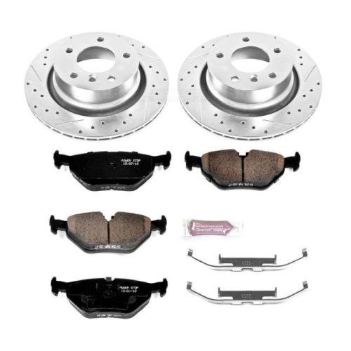 2004-2008 BMW Z4 Rear Z23 Evolution Sport Brake Upgrade Kit - Drilled & Slotted Rotors, Carbon-Fiber Ceramic Brake Pads with Hardware - Premium Replacement
