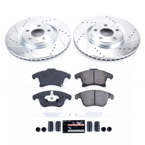 2019-2020 Ford Police Responder Hybrid Front Z23 Evolution Sport Brake Upgrade Kit - Premium Heavy-Duty Drilled & Slotted Rotor and Carbon-Fiber Ceramic Brake Pads