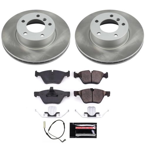 2007 BMW 328i Front Semi-Coated Rotor Brake Assembly with Ceramic Pads - Premium Replacement