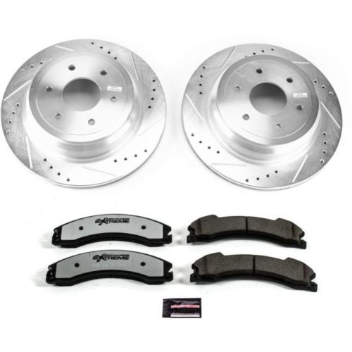 2016-2017 Nissan Titan XD Rear Z36 Truck & Tow Brake Upgrade Kit - Heavy-Duty Drilled & Slotted Rotors with Carbon-Fiber Ceramic Brake Pads - Premium Replacement