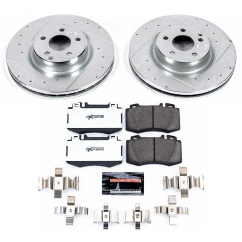 2007-2009 Mercedes-Benz E550 Front Z26 Street Warrior Brake Performance Upgrade - Heavy-Duty Drilled & Slotted Rotors with Carbon-Fiber Ceramic Pads