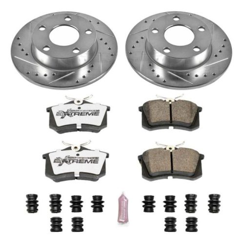 2004-2005 Volkswagen Passat Rear Z26 Street Warrior Brake Kit with Drilled & Slotted Rotors and Carbon-Fiber Ceramic Pads - Premium Replacement