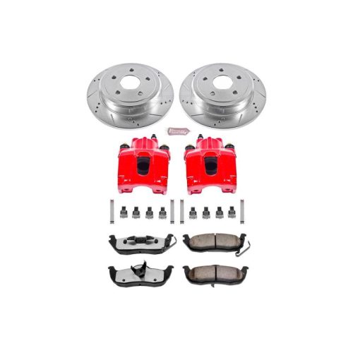 2010 Jeep Grand Cherokee, 2007 Jeep Commander Power Stop Z36 Truck & Tow Brake Upgrade Kit with Drilled & Slotted Rotors and Powder Coated Calipers - Premium Heavy-Duty Replacement