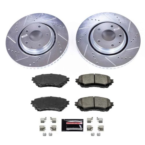 2019-2020 Mazda 6 Front Z23 Evolution Sport Brake Upgrade Kit - Premium Heavy-Duty Performance with Drilled & Slotted Rotors and Carbon-Fiber Ceramic Pads