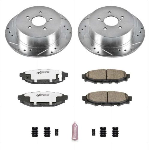 2005-2009 Subaru Legacy Rear Z26 Street Warrior Brake Upgrade Kit - Heavy Duty Drilled & Slotted Rotor Performance with Carbon-Fiber Ceramic Pads - Premium Replacement