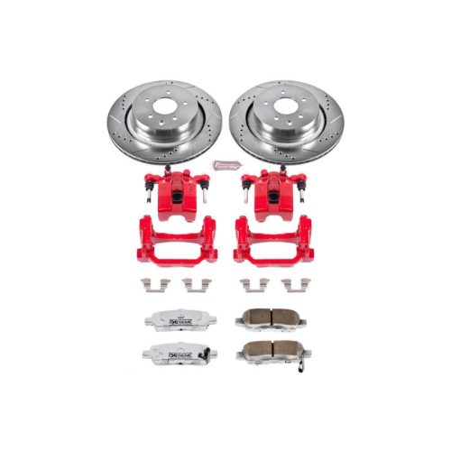 2013-2010 Infiniti G37 Rear Z26 Street Warrior Brake Upgrade Kit with Drilled & Slotted Rotors, Carbon-Fiber Ceramic Pads, Powder Coated Calipers - Premium Replacement