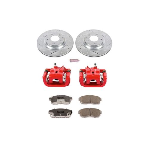 2004-2011 Mazda RX-8 Rear Brake Upgrade Kit with Drilled and Slotted Rotors, Carbon-Fiber Ceramic Pads, Powder Coated Calipers - Premium Replacement