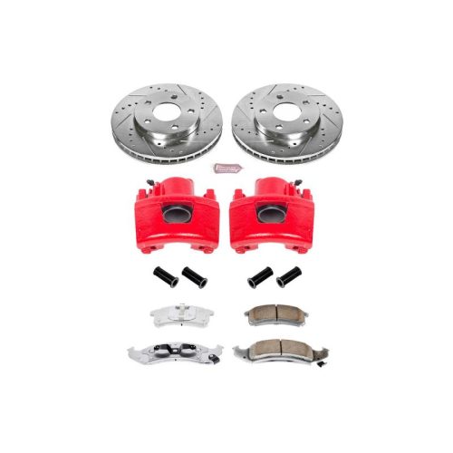 1994-1996 Pontiac Trans Sport, 1994-1996 Oldsmobile Silhouette, 1994-1996 Chevrolet Lumina APV Z26 Street Warrior Brake Upgrade Kit with Drilled & Slotted Rotors and Powder Coated Calipers - Premium Heavy-Duty Performance