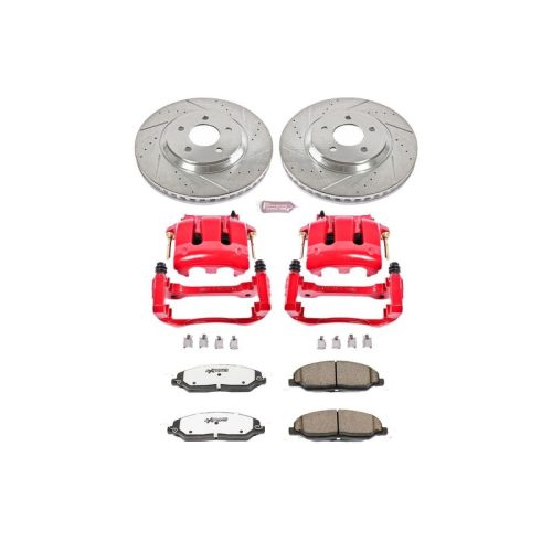 2005-2010 Ford Mustang Front Z26 Street Warrior Brake Upgrade Kit with Drilled & Slotted Rotors, Carbon-Fiber Ceramic Pads, Powder Coated Calipers - Premium Heavy-Duty Performance